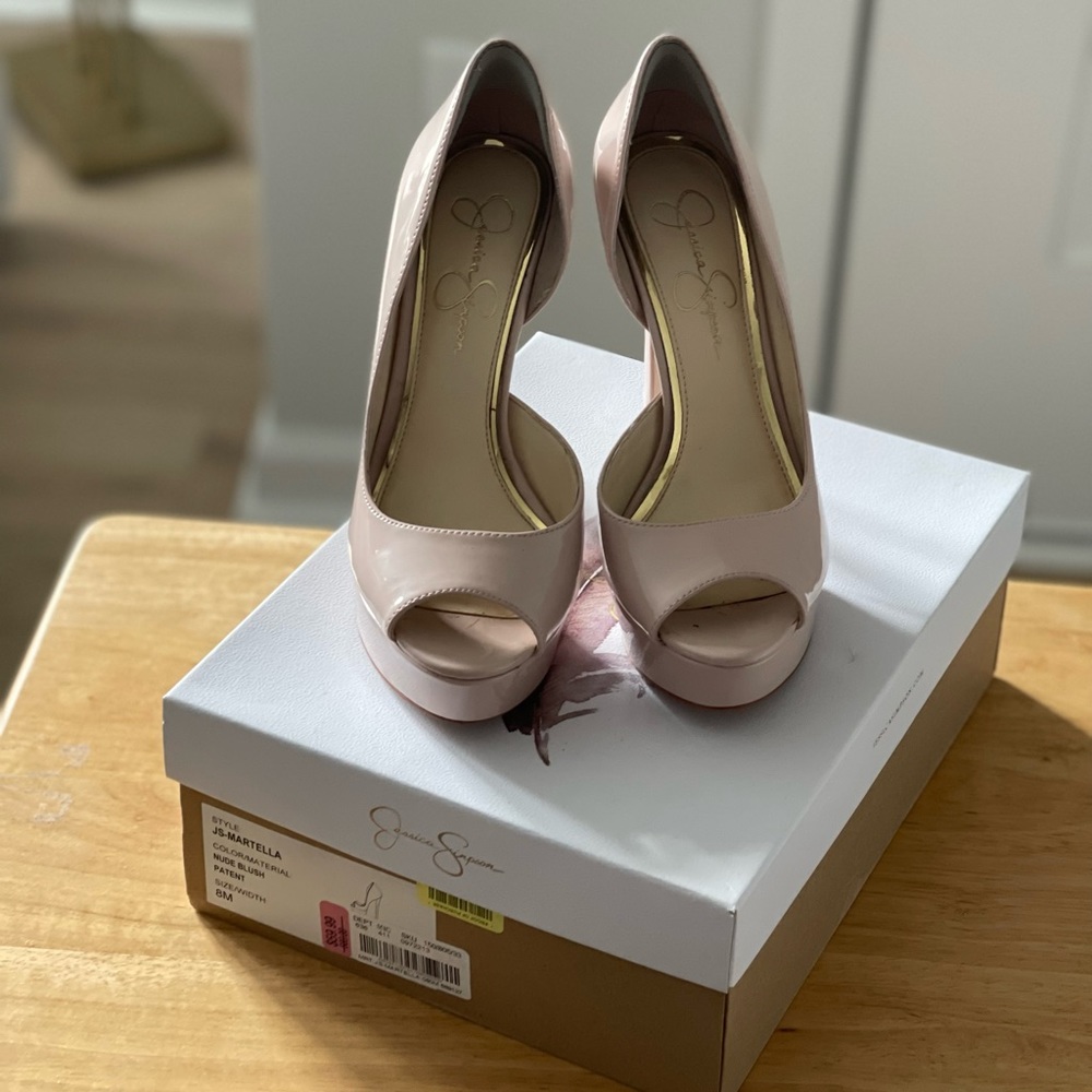 Jessica Simpson Nude Blush Mariella Peep Toe Heel